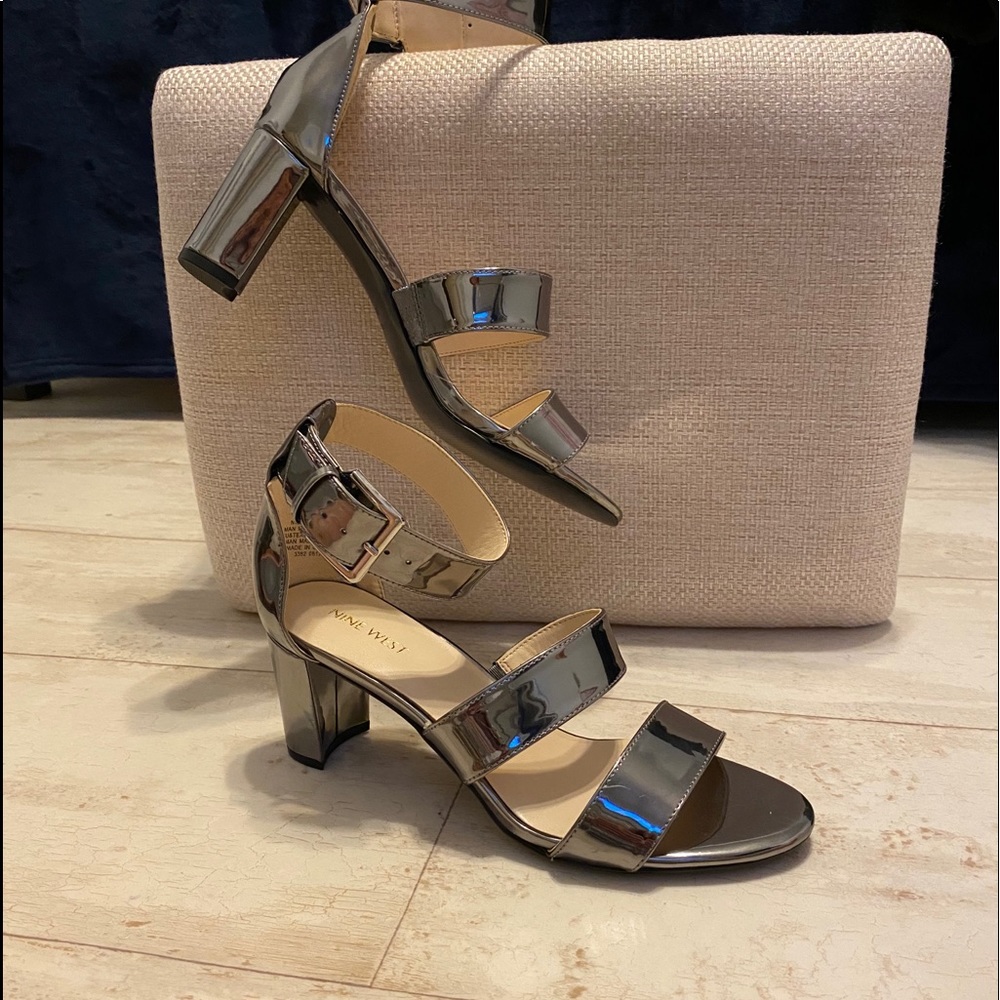 Silver Block Heel Nine West shoes